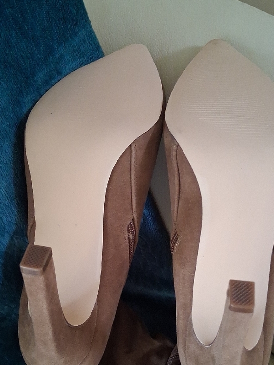 JustFab Slouchy Knee-High Boots in Tan Suede - Picture 6 of 12